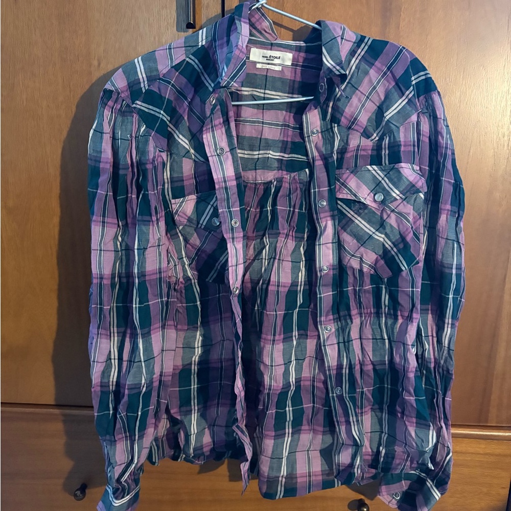 Plaid Button Down Shirt - Pink and Blue